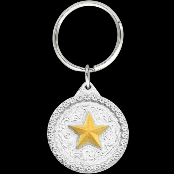 Add a touch of Texan charm to your keys with our Gold Texas Star Keychain. Crafted with quality and style in mind, this elegant accessory is perfect for those who love  Lone Star State. Elevate your everyday carry with our finely crafted keychain.